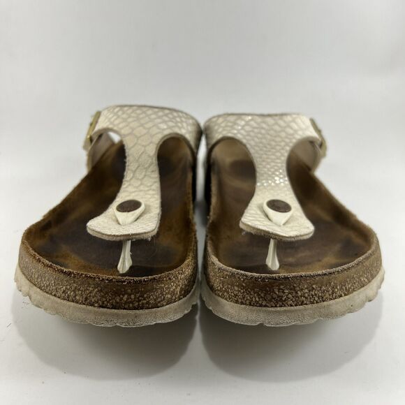 Birkenstock Gizeh Irridescent Snake Skin Sandals Womens Size 37 US 6-6.5 Beige - Picture 2 of 9